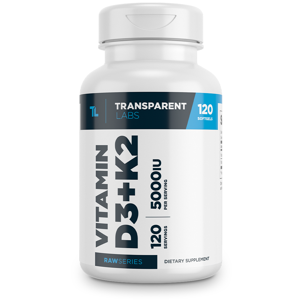 Transparent Labs Vitamin D3 + K2 | 5000 IU D3 with MK-7 K2